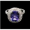 Image 1 : 3.25 ctw Tanzanite and Diamond Ring - 14KT White Gold