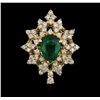 Image 2 : 14KT Yellow Gold 1.82 ctw Emerald and Diamond Ring