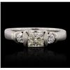 Image 1 : 14KT White Gold 0.80 ctw Diamond Ring