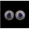 Image 1 : 0.75 ctw Tanzanite and Diamond Earrings - 18KT White Gold