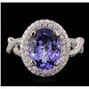 Image 2 : 14KT White Gold 2.81 ctw Tanzanite and Diamond Ring