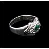 Image 1 : 0.30 ctw Emerald and Diamond Ring - 14KT White Gold