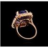 Image 3 : 12.73 ctw Tanzanite and Diamond Ring - 14KT Rose Gold