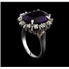 Image 4 : 7.77 ctw Amethyst and Diamond Ring - 14KT White Gold