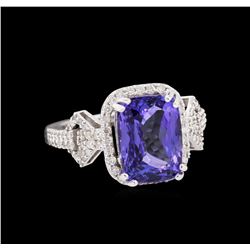 14KT White Gold 3.40 ctw Tanzanite and Diamond Ring