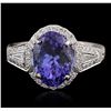 Image 2 : 18KT White Gold 5.05 ctw Tanzanite and Diamond Ring