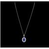 Image 2 : 18KT White Gold 7.20 ctw Tanzanite and Diamond Pendant With Chain