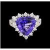 Image 2 : 14KT White Gold 5.30 ctw Tanzanite and Diamond Ring