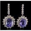 Image 1 : 14.78 ctw Tanzanite and Diamond Earrings - 14KT White Gold