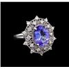 Image 1 : 3.62 ctw Tanzanite and Diamond Ring - 14KT White Gold