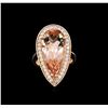 Image 2 : 8.52 ctw Morganite and Diamond Ring - 14KT Rose Gold