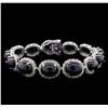 Image 1 : 56.90 ctw Blue Star Sapphire and Diamond Bracelet - 14KT White Gold