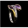 Image 4 : Crayola 2.20 ctw Pink Amethyst and White Sapphire Ring - .925 Silver
