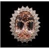 Image 2 : 14KT Rose Gold 13.41 ctw Morganite and Diamond Ring