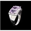Image 4 : Crayola 2.10 ctw Pink Amethyst and White Sapphire Ring - .925 Silver