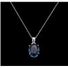 Image 2 : Crayola 11.00 ctw Blue Topaz Pendant With Chain - 14K White Gold