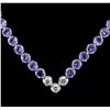 Image 2 : 14KT White Gold 16.08 ctw Tanzanite and Diamond Necklace