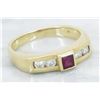 Image 3 : 0.16 ctw Ruby and Diamond Ring - 14KT Yellow Gold