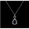 Image 1 : 14KT White Gold 29.77 ctw Blue Topaz and Diamond Pendant With Chain