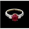 Image 2 : 1.78 ctw Ruby and Diamond Ring - 18KT Two-Tone Gold