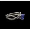 Image 1 : 1.30 ctw Tanzanite and Diamond Ring - 14KT White Gold