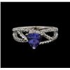 Image 2 : 1.30 ctw Tanzanite and Diamond Ring - 14KT White Gold