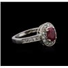 Image 1 : 14KT White Gold 0.80 ctw Ruby and Diamond Ring