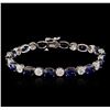 Image 1 : 14KT White Gold 21.98 ctw Sapphire and Diamond Bracelet
