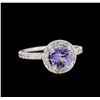 Image 1 : 1.25 ctw Tanzanite and Diamond Ring - 14KT White Gold