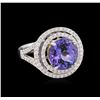 Image 1 : 14KT Two-Tone Gold 6.30 ctw Tanzanite and Diamond Ring