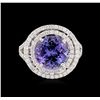 Image 2 : 14KT Two-Tone Gold 6.30 ctw Tanzanite and Diamond Ring