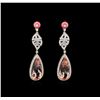 Image 1 : 21.09 ctw Morganite and Diamond Earrings - 18KT Rose Gold