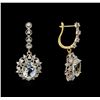 Image 2 : 5.18 ctw Aquamarine and Diamond Dangle Earrings - 14KT Yellow Gold