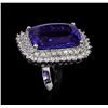 Image 4 : 14KT White Gold GIA Certified 26.74 ctw Tanzanite and Diamond Ring
