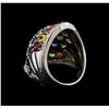 Image 3 : 14.12 ctw Multi-Color Sapphire and Diamond Ring - 14KT White Gold