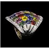 Image 4 : 14.12 ctw Multi-Color Sapphire and Diamond Ring - 14KT White Gold