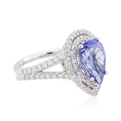 14KT White Gold 3.89 ctw Tanzanite and Diamond Ring