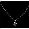 Image 2 : 14KT White Gold 1.43 ctw Tanzanite, Sapphire and Diamond  Pendant With Chain