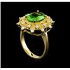 Image 4 : 3.1 ctw Tsavorite and Diamond Ring - 14KT Yellow Gold