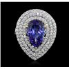Image 2 : 14KT Two-Tone Gold 5.47 ctw Tanzanite and Diamond Ring