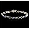 Image 1 : 14KT White Gold 0.70 ctw Sapphire and Diamond Bracelet