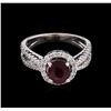 Image 2 : GIA Certified 1.48 ctw Ruby and Diamond Ring - 18KT White Gold