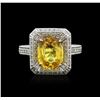 Image 2 : 18KT White Gold GIA Certified 3.74 ctw Yellow Sapphire and Diamond Ring