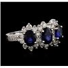 Image 1 : 14KT White Gold 3.00 ctw Sapphire and Diamond Ring