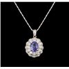 Image 1 : 14KT White Gold 1.82 ctw Tanzanite and Diamond Pendant With Chain