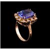 Image 4 : 7.20 ctw Tanzanite and Diamond Ring - 14KT Rose Gold