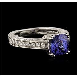 14KT White Gold 1.98 ctw Tanzanite and Diamond Ring