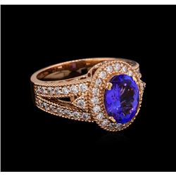 2.00 ctw Tanzanite and Diamond Ring - 14KT Rose Gold