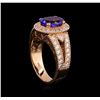 Image 4 : 2.00 ctw Tanzanite and Diamond Ring - 14KT Rose Gold