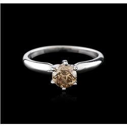 14KT White Gold 0.80 ctw Round Cut Fancy Brown Diamond Solitaire Ring